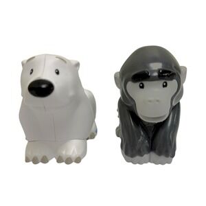 2017 Fisher Price Little People Gorilla & Polar Bear Lot of 2 Figures Safari Zoo